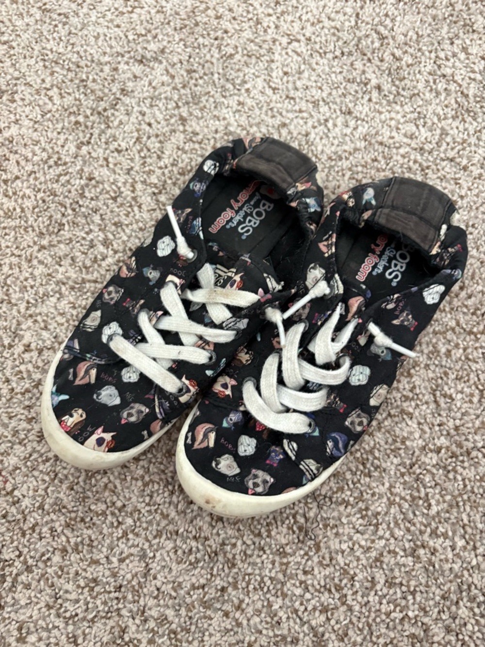 Skechers BOBS Beach Bingo "Dapper Party" Dog Print Slip-On Sneakers - Size 7.5
